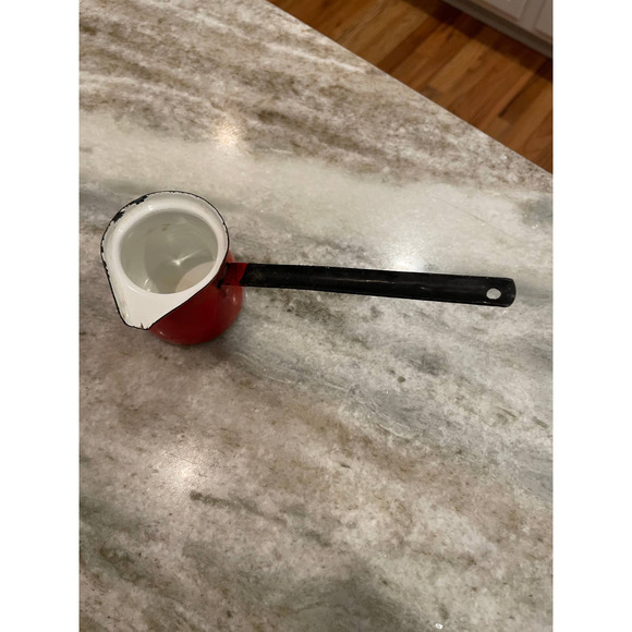 Vintage small red/white enameled Coffee Pot - Picture 3 of 3